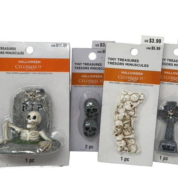 Halloween Skeletons Tombstones Miniatures Lot Celebrate It Tiny Treasures Decor - Picture 2 of 14